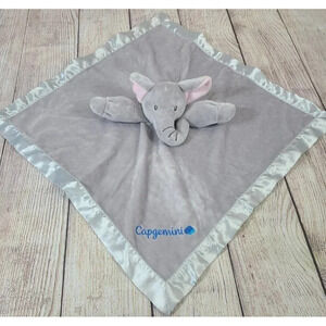 Anico Plush Elephant Lovey Security Blanket Gray Capgemini Tech Logo 18" x 18"
